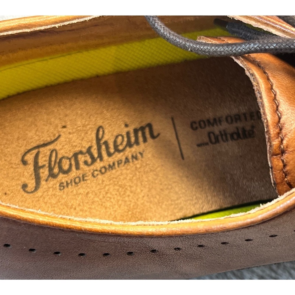 Florsheim Fuel Wingtip Oxford Mens Tan Leather Dress Shoes‎ 15172-221 Size 9.5M - Picture 5 of 7
